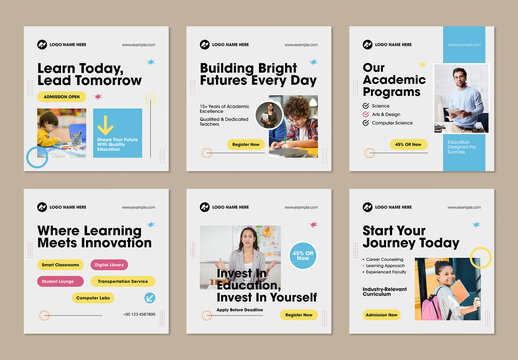 Modern Education Social Media Post Template Layout