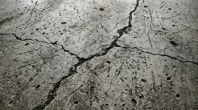 Cracked concrete surface with deep fissures.