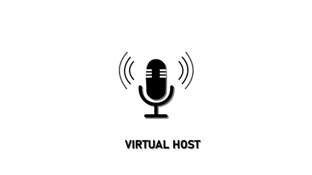 Minimalist virtual host animation with microphone for podcast and online broadcasting online media