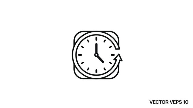 Minimalist clock icon with rotating arrow symbolizing time or progress