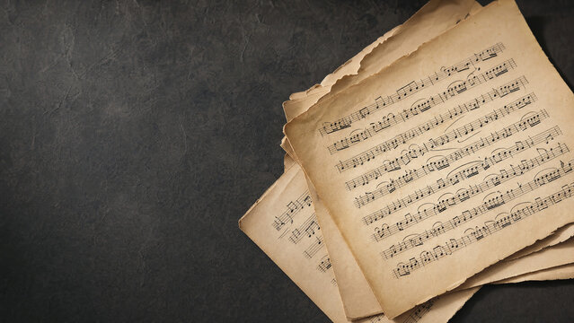 Classical music manuscript with flowing notes on aged paper.