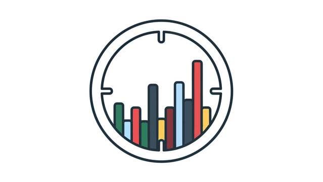 Colorful bar chart within a targeting scope icon