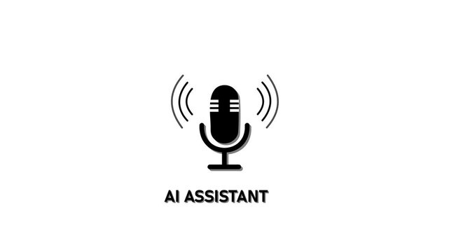 Minimalist ai assistant animation with microphone symbol for technology and voice recognition interface