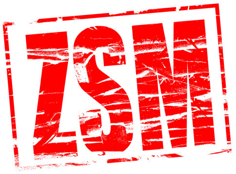 Digital composite. ..Red rubber stamp effect. ZSM, Zo spoedig mogelijk, Zo snel mogelijk. Dutch for ASAP. .quick, hurry, pressing, urgent, ..PNG file..