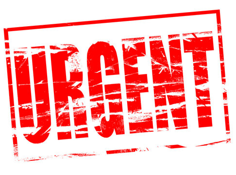 Digital composite. ..Red rubber stamp effect. Urgent..quick, hurry, pressing, urgent, ..PNG file