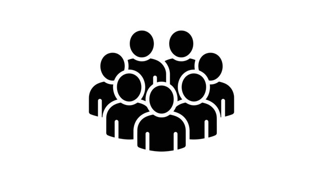 Group of people icon, diverse team silhouette, community symbol