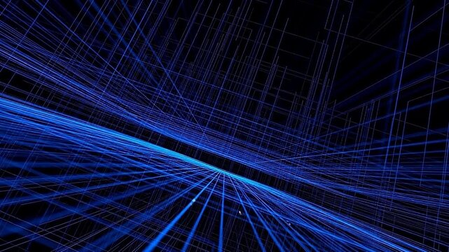 Abstract blue grid lines on black background
