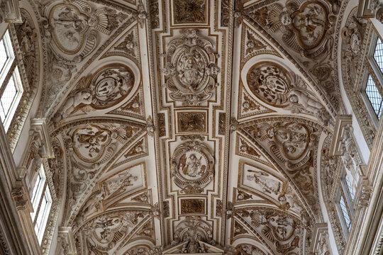 View of the vaulting of the Mezquita-Cathedral of C&oacute;rdoba in the Spanish city of C&oacute;rdoba, Andalusia, Spain