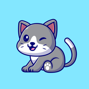 Cute Cat Sitting Cartoon