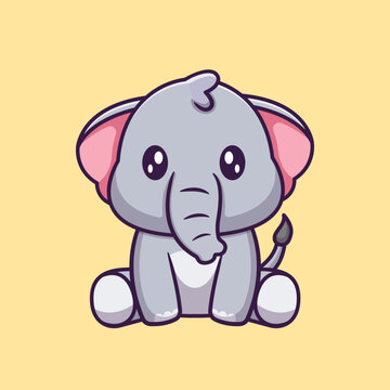 Cute Elephant Sitting Cartoon