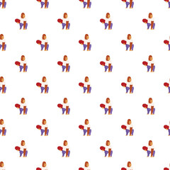 Obraz premium Gorilla character with a skateboard repeating in a seamless pattern design on a white background