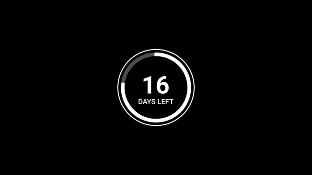 Seventy days count animation. seventy  days running numbers counting days, 70 to zero day counting, 70 to 0 day on with alpha transparent background.