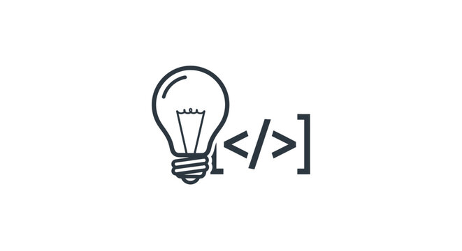 Light Bulb with Code Symbol.
