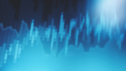 Stock exchange trading chart showing market activity in blue tones
