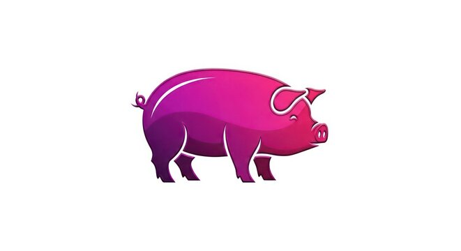 Stylized pink pig profile for meat industry logo