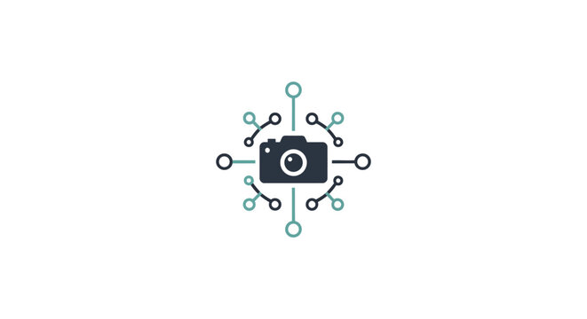Camera with connecting line symbols.