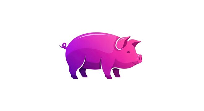 Vibrant pink and magenta pig illustration in profile view
