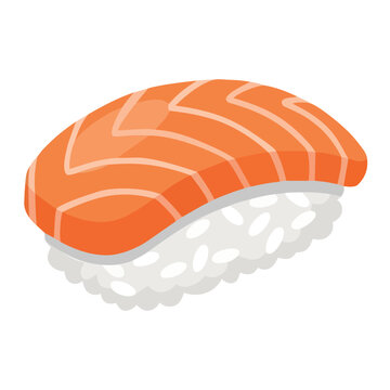 Sake sushi salmon nigiri flat vector illustration