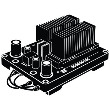 Electronic circuit board with heat sink and components, power control module.