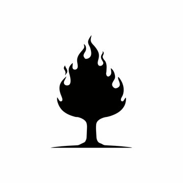 Tree engulfed in flames burning silhouette fire icon