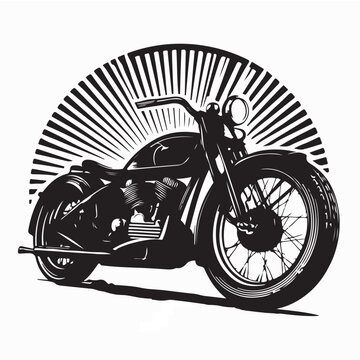 Vintage Cruiser Motorcycle Vector Illustration On White Background