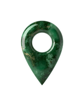 3d green stone map pointer on white background