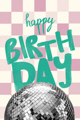Obraz premium Celebration of happy birthday with colorful design and disco ball at a party