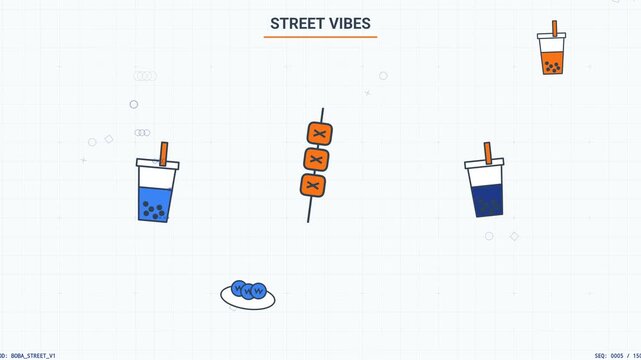 Floating boba street drink animation