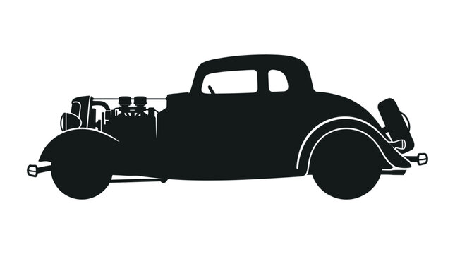 Vintage coupe car silhouette against a white background silhouette