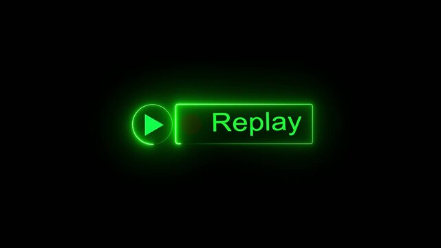 Replay Signs Background animation Neon Action replay animation on black background