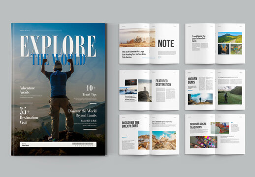 Travel Magazine Layout Template Design
