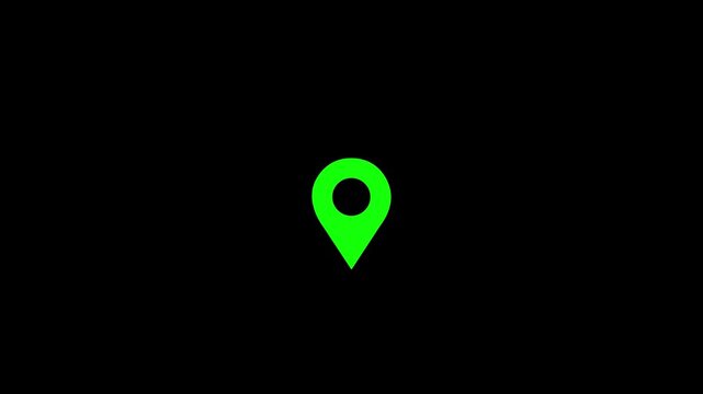 Location map pin pointer red icon marker navigation symbol on black background