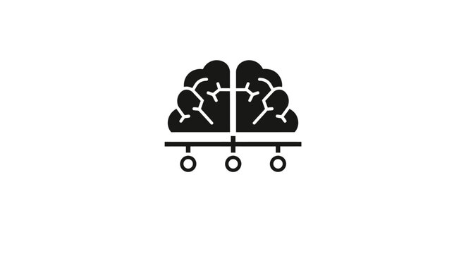 Brain on Wheels Icon Symbol.