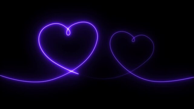 Abstract glowing neon heart icon Valentines day symbol Concept of unrequited love and herd bit neon sign animation