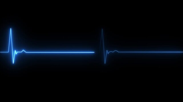 Abstract heartbeat and pulse neon icon rate on lowing. Heart bit signal black background.