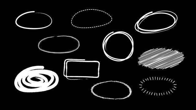 Hand Drawn Scribble Circle Oval Highlight Animated Bundle