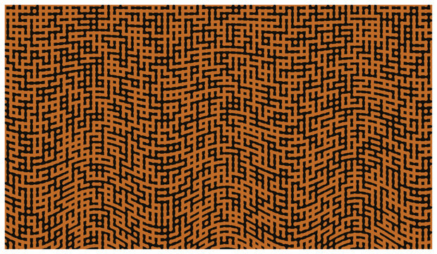 Abstract geometric maze pattern with intricate brown and black lines