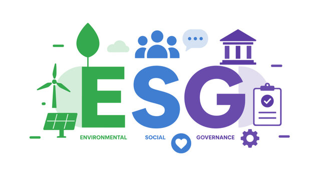 EsG Concept Illustration With Icons And Symbols.