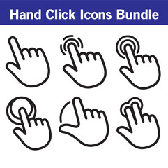 Obraz premium Hand Click Icons Bundle – Cursor, Touchscreen and User Interface Vector Icon Set