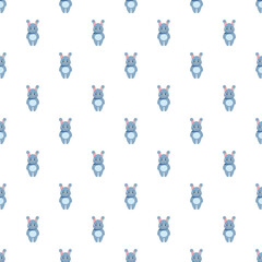 Obraz premium Repeated cartoon blue bunnies creating a seamless pattern on white background