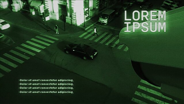 CCTV Green Tint Grunge Surveillance Intro Title