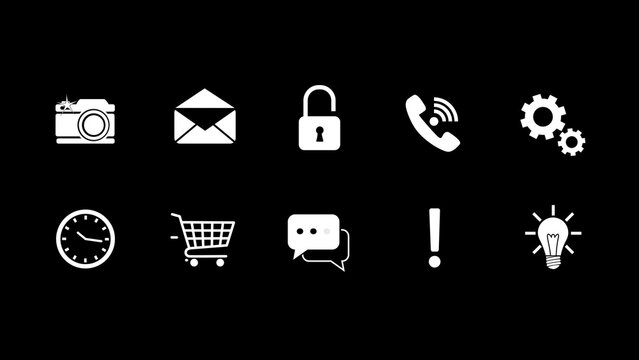 White Monochrome Animated Icon Bundle Explainer Pack
