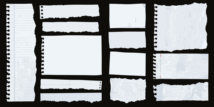 Torn paper pieces with jagged edges on a black background