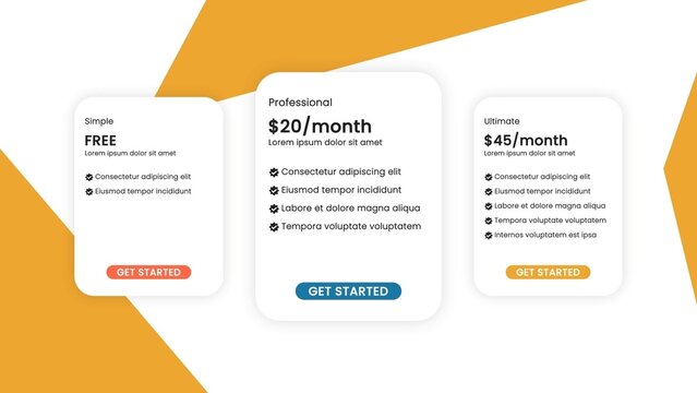 Amber White Clean Geometric Pricing Tier Infographic