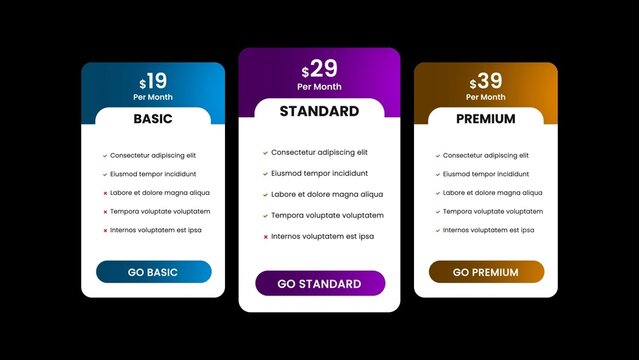 Blue Purple Gold Tiered Pricing Plan Infographic