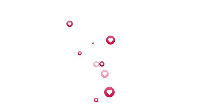 social media heart icon reaction  animation videos .live streaming reaction  animation video.Social media live style heart emoji animation video 4k.