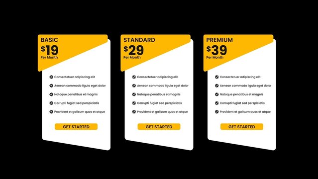 Yellow Black Bold Pricing Tier Card Infographic