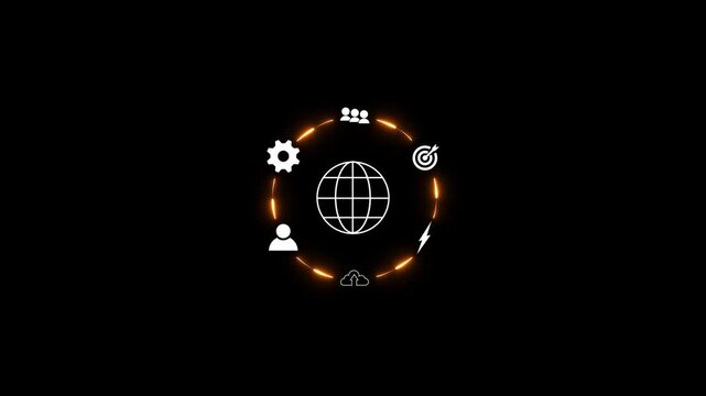Circular economy concept, recycle, environment, reuse, manufacturing, waste, consumer, resources. LCA Life cycle assessment. symbol of circular economy on grey background.4k motion graphics video