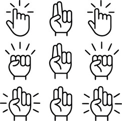 Fototapeta premium Hand gesture icons for user interface and interaction design