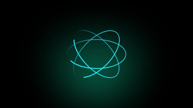 Glowing Nuclear Atom Energy Loop Atomic Structure Animation.4k motion graphics video animation